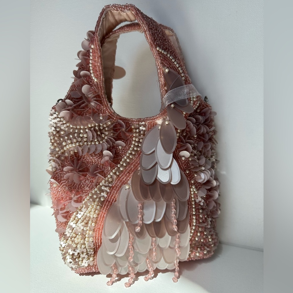 Viral Beaded & Embellished Pink Sequin & Pearl Handbag